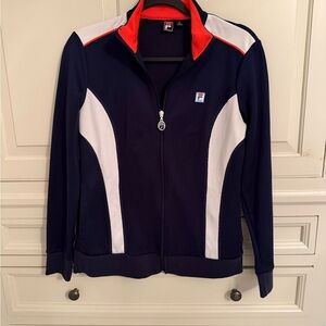 FILA Women's Navy Orange and White Jacket small